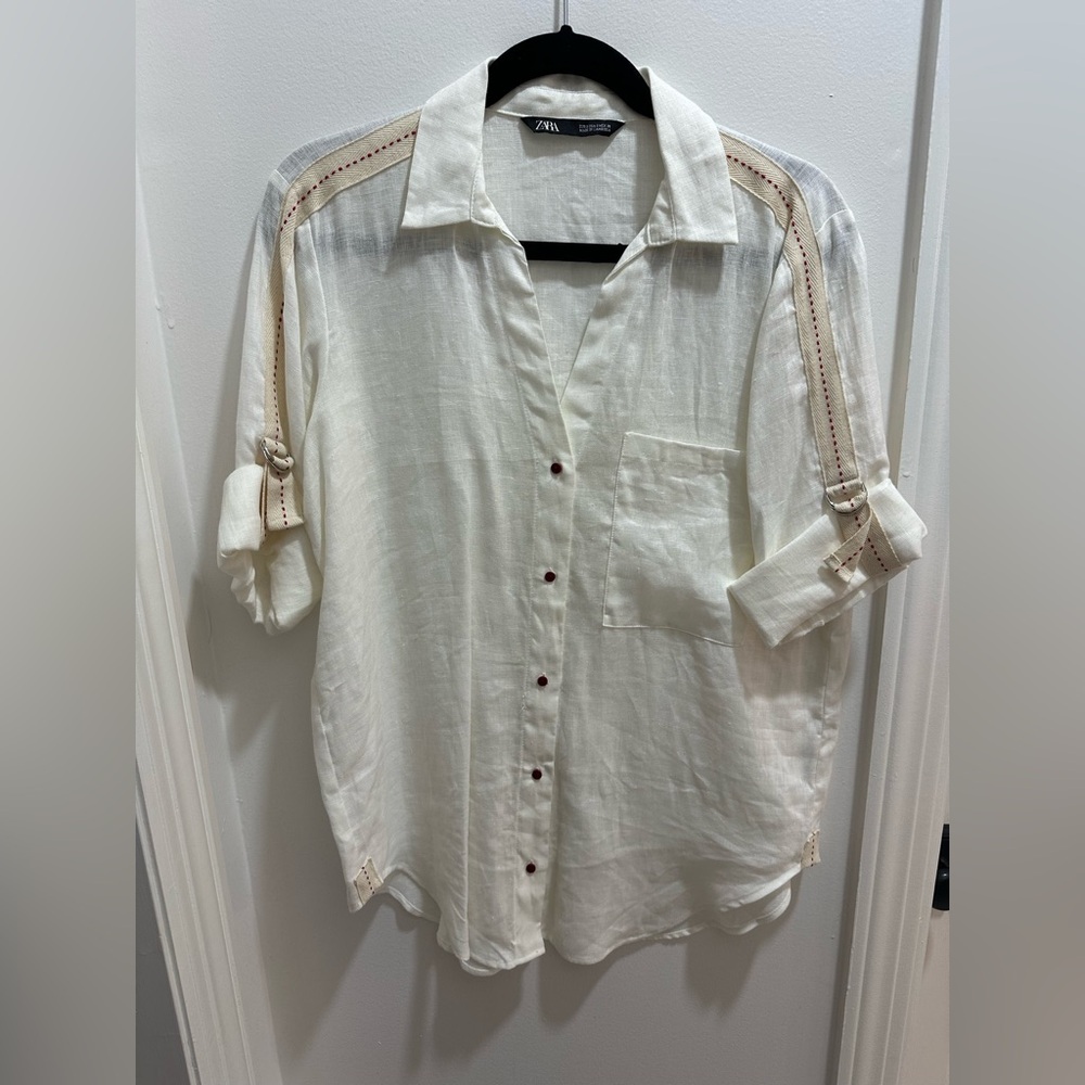 Zara linen button down shirt